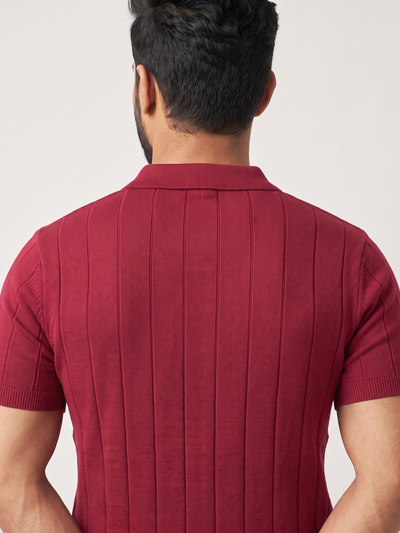 Elevated Maroon Knit Polo